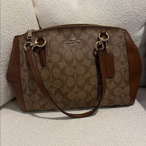 Coach Tan and Brown Signature Shoulder Bag